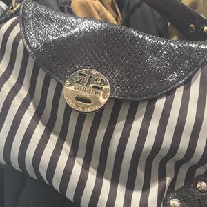 Henri Bendel Black and White Striped Shoulder Bag